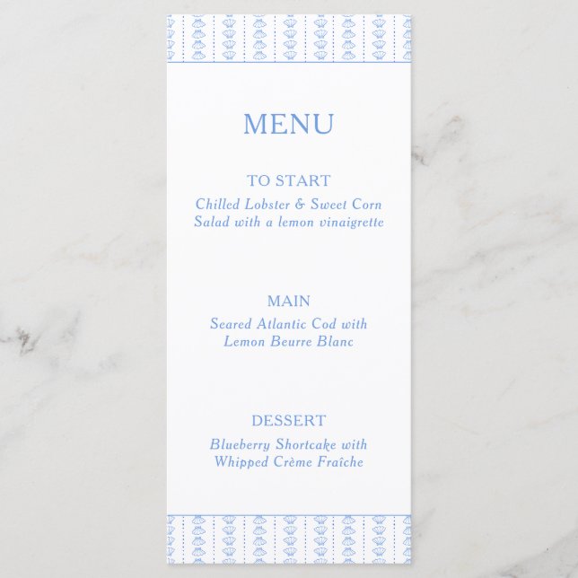 Menu Seashells & Wedding Bells Bridal Shower Coastal (Frente)