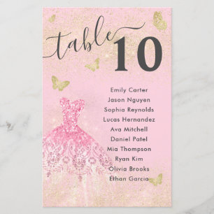 Menu Sento de Quinceanera Glitter Dourado Cor-de-R