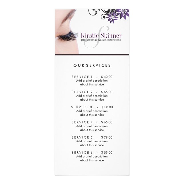 Menu Serviço Eyelash e Waxing (Frente)