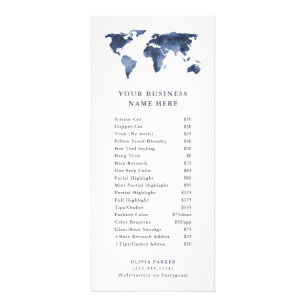 Menu Serviço Lista de Preços do Mapa Mundial da Co