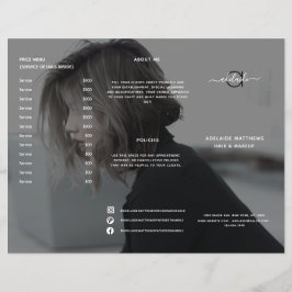 Menu Serviço Lista de Preços do Salão do Cabelo Ne