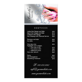 Menu Serviço Polonês Prateado de Nail Salon