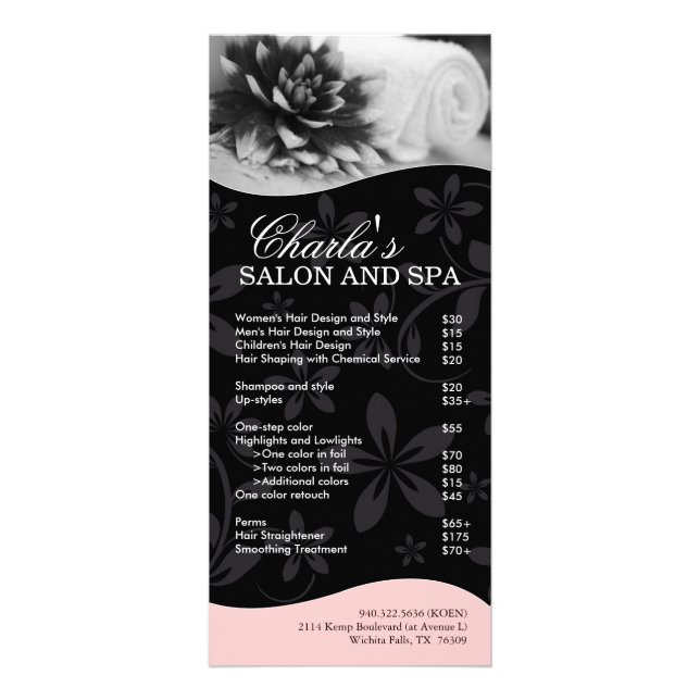 Menu Serviço Salon e Spa (Frente)