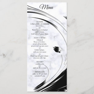 Menu Silhueta Negra Elegante Moderna no Mármore Branco
