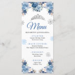 Menu Silver Blue Winter Magical Snowflake Mis Quince<br><div class="desc">Silver Blue Winter Magical Snowflake Mis Quince Menu Card</div>