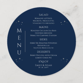 Menu Silver Sun Lua Solar Azul Místico Estende Casament
