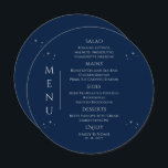 Menu Silver Sun Lua Solar Azul Místico Estende Casament<br><div class="desc">Mystical Blue Silver Sun Moon Stars Space Wedding Cards com carateres cardápios com estrelas prateadas simples em um fundo azul com seus detalhes cardápios no centro em um moderno roteiro de caligrafia prateada. Personalize editando o texto nas caixas de texto fornecidas. Concebido para si por ©Evco Studio em www.zazzle.com/store/evcostudio</div>