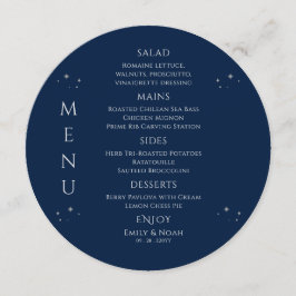 Menu Silver Sun Lua Solar Azul Místico Estende Casament