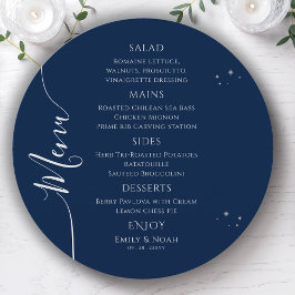 Menu Silver Sun Lua Solar Azul Místico Estende Casament