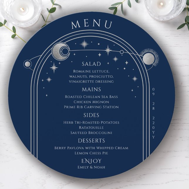 Menu Silver Sun Lua Solar Azul Místico Estende Casament (Criador carregado)