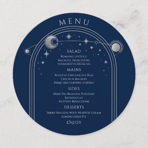 Menu Silver Sun Lua Solar Azul Místico Estende Casament