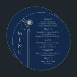 Menu Silver Sun Lua Solar Azul Místico Estende Casament<br><div class="desc">Mystical Blue Silver Sun Moon Stars Space Wedding Cards com carateres cardápios com estrelas prateadas simples em um fundo azul com seus detalhes cardápios no centro em um moderno roteiro de caligrafia prateada. Personalize editando o texto nas caixas de texto fornecidas. Concebido para si por ©Evco Studio em www.zazzle.com/store/evcostudio</div>