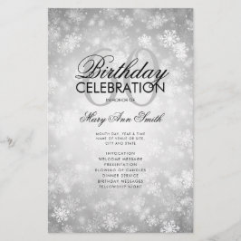 Menu Silver Wonderland do Programa de Aniversário 