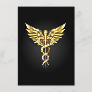Menu Símbolo Poligonal Dourado Caduceu
