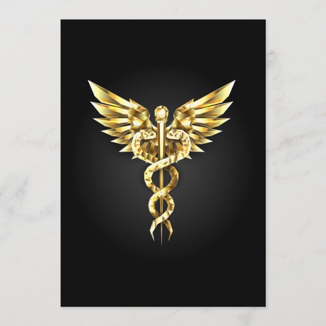 Menu Símbolo Poligonal Dourado Caduceus (Frente)