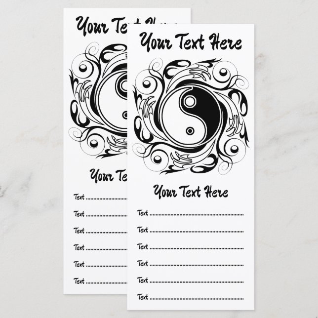 Menu Símbolo Yin & Yang Preto e Branco Estilo Tatuagem (Frente/Verso)
