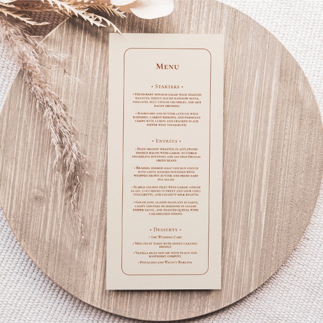Menu Simple Boho Ivory Wedding Flat (Criador carregado)
