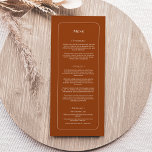 Menu Simple Boho Terracotta Wedding Flat<br><div class="desc">Este Simples design de Boho Terracotta Flat Menu apresenta uma sofisticada paleta de marfim neutro emparelhada com lindíssimas opções de mistura e combinação de ferrugem terracotta, sábio verde e ameixa. A elegância subestimada da simples tipografia e arcos gentis cria uma estética calorosa e polida com o estilo clássico minimalista. As...</div>