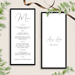 Menu Simple Classy Black & White Border Script Wedding