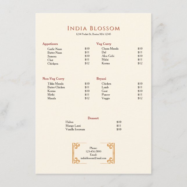 Menu Simple Decorative Border Restaurant (Frente)