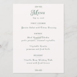 Menu Simple Sage Green Botanical Minimalist Wedding