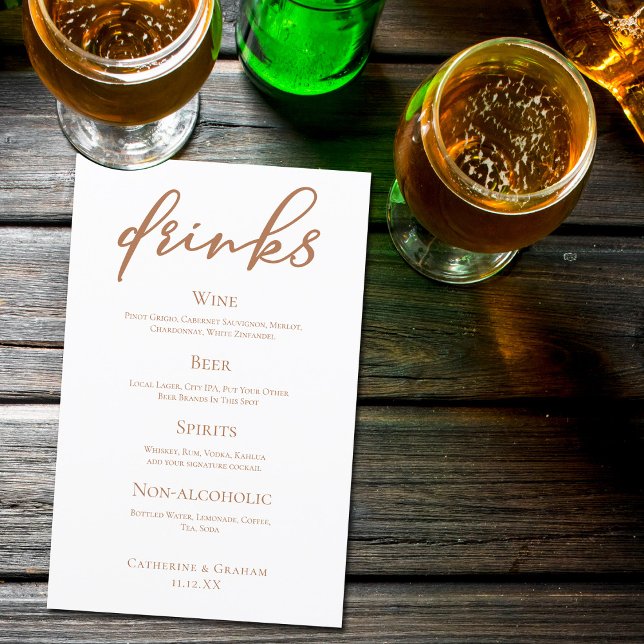 Menu Simple Weding Bar Typografia Siena Brown (Criador carregado)