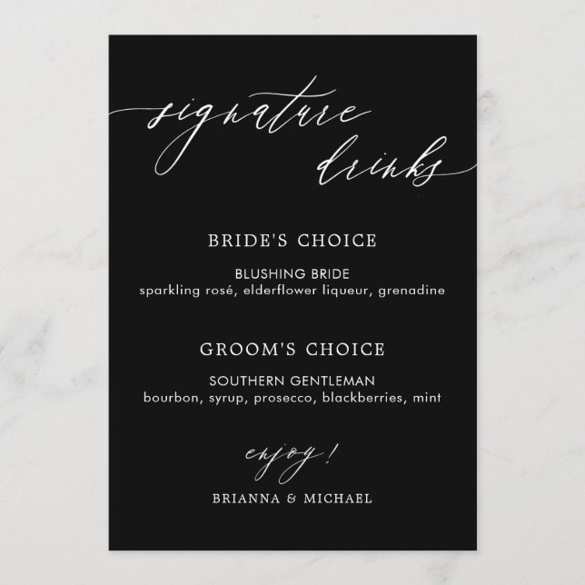 Menu Simples Caligrafia Elegante A Assinatura Bebe Pret (Frente)