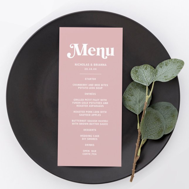 Menu Simples Casamento em Tons de Rosa Pó Dusty (Criador carregado)