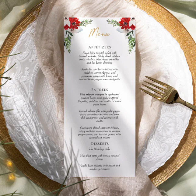 Menu Simples Clássico de Casamento de Natal