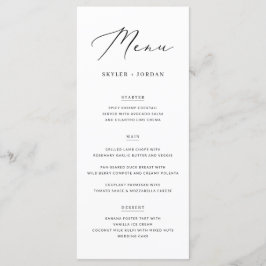 Menu Simples Comida de Casamento de Script Elegante