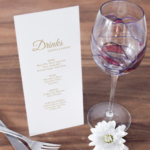 Menu Simples de Bebida de Casamento de Caligrafia