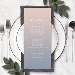 Menu Simples de Casamento Azul Cor-de-Rosa Espelho<br><div class="desc">Menus Simples De Janto De Recepção de casamento Azul E Cor-De-Rosa Esbranquiçada. Esta moderna placa de menus chic é simples, clássica e elegante, com um desvanecimento sutil do gradiente ombre e uma bonito letra de caligrafia com script de assinatura com caudas. Mostrada na nova estrada. Disponível em várias opções de...</div>