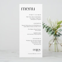 Menu Simples de Casamento Clássico Moderno