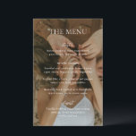 Menu Simples de Casamento de Fotos Moderno Preto e<br><div class="desc">Menu moderno de casamento com um design simples mas elegante.</div>