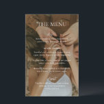 Menu Simples de Casamento de Fotos Moderno Preto e<br><div class="desc">Menu moderno de casamento com um design simples mas elegante.</div>