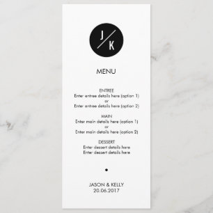 Menu simples de casamento em círculo monocromático