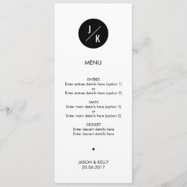 Menu simples de casamento em círculo monocromático