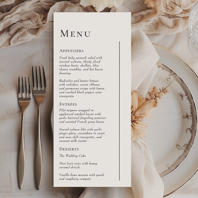 Menu Simples de Casamento Mínimo Moderno (Criador carregado)