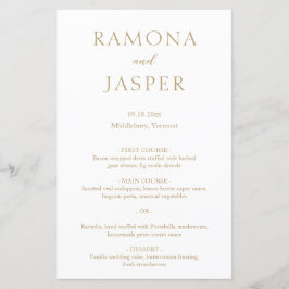 Menu Simples de Casamento Moderno e Dourado