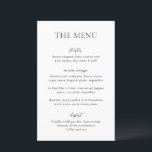 Menu Simples de Casamento Moderno Preto e Branco<br><div class="desc">Menu moderno de casamento com um design simples mas elegante.</div>