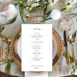 Menu simples de casamento preto e branco<br><div class="desc">Simples tipografia minimalista de tendências brancas texto personalizado modelo BUDGET barato cartão de cardápio de casamento. , LEIA-O ANTES DE COMPRAR! Este é um cartão de casamento de orçamento impresso em uma folha de papel (cada folha tem um cartão). Para obter a melhor qualidade do preço do rascunho, o nosso...</div>