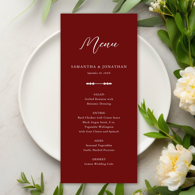 Menu Simples de Recepção de casamento da Borgonha  (Criador carregado)