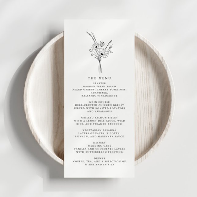Menu Simples de Recepção de casamento Floral Elega (Criador carregado)