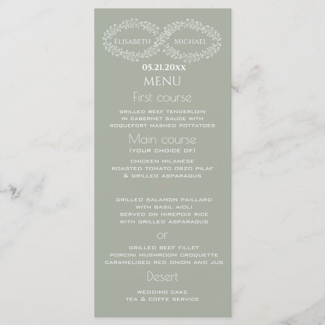 Menu Simples elegante romântico do sábio infinito (Frente)