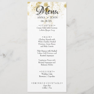 Menu Simples Glitter Dourado Adicionar Nome Janto Casam