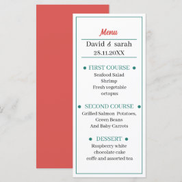 Menu Simples Janto Casamento Personalizado Vermelho E V