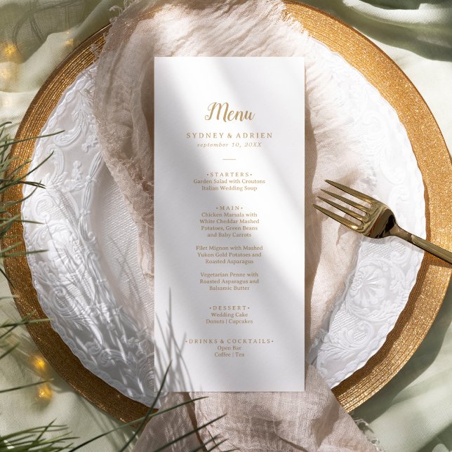 Menu Simples Janto de Casamento Minimalista|Dourado (Criador carregado)