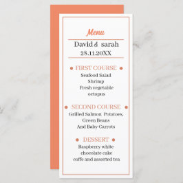 Menu Simples Janto de Casamento Personalizado Laranja