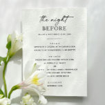 Menu Simples Janto de ensaio. Noite Antes da Limpeza Mo<br><div class="desc">Planejar "A Noite Antes" seu grande dia? Este simples menu de janto de ensaio preto-e-branco oferece um esquema limpo e moderno com personalização do cheio para os detalhes da refeição e do evento. Ideal para casais que querem um olhar minimalista e na moda sem distrações. Perfeito para jantas de restaurantes,...</div>