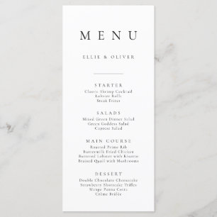 Menu simples minimalista preto-e-branco